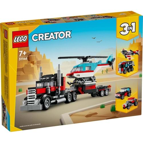 LEGO-31146 Creator Helikopterli Açık Kasa Kamyon