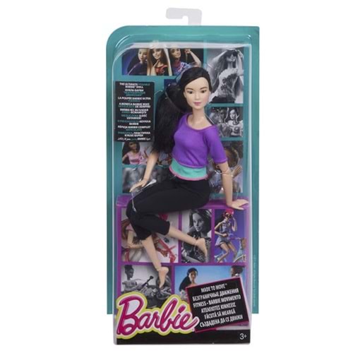 Barbie Sonsuz Hareket Bebeği, Siyah Saçlı Siyah Taytlı DHL84